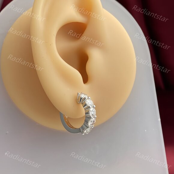 NEW Certified 3ct. t.w. Moissanite 2cm Huggie Hoop Earrings - Picture 7 of 7